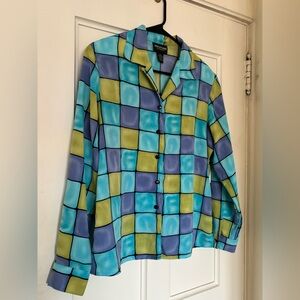 90s Notations Bright Checkered Button-Up Shirt